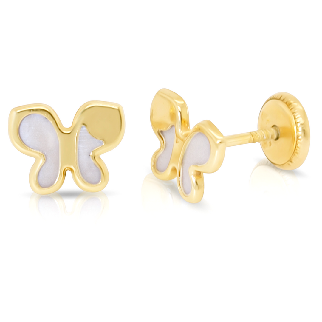 Mother Pearl Butterfly Bezel Baby Studs