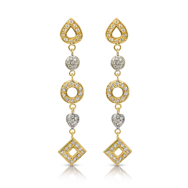 14K Gold Diamond Pave Multi-shape Earrings