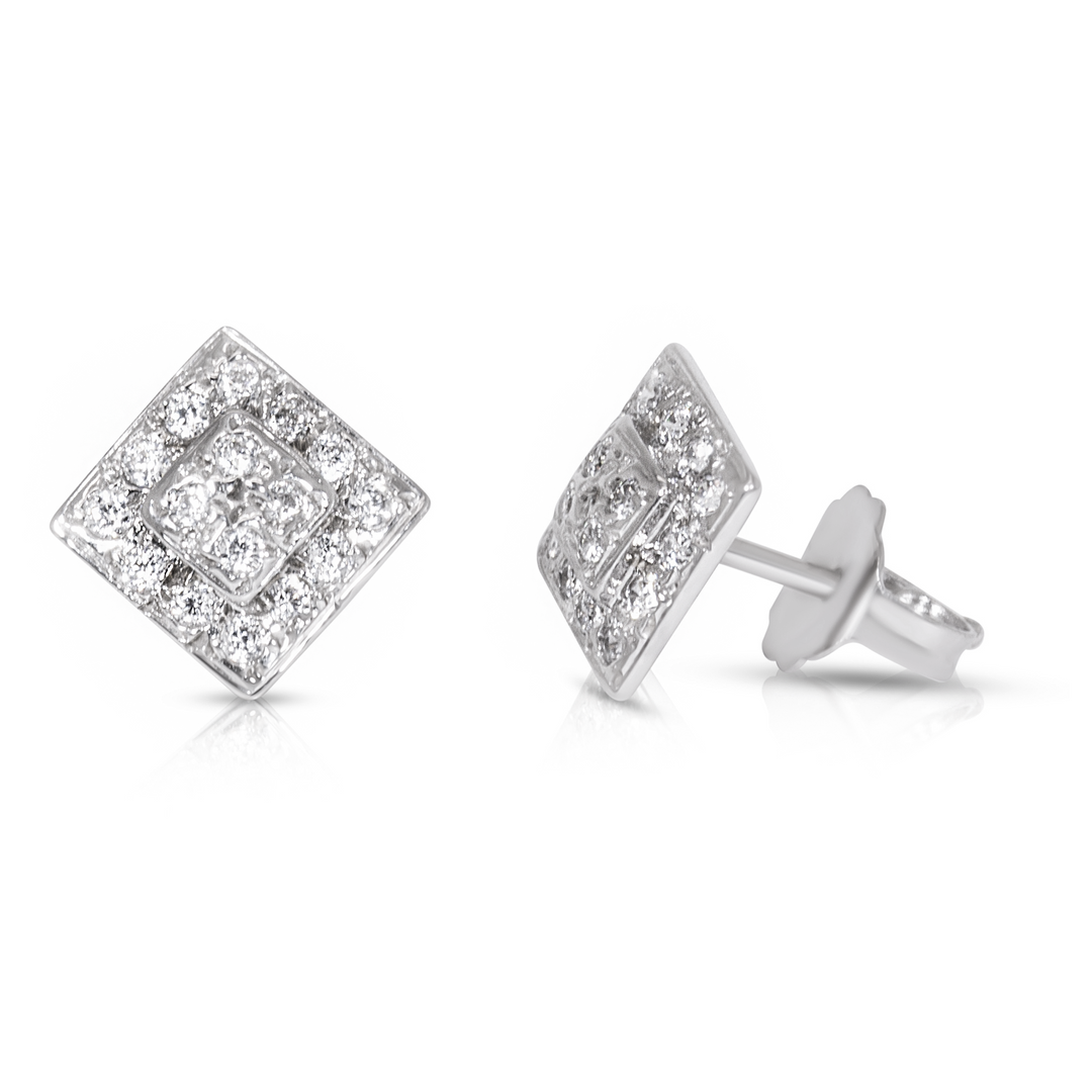 Double Square Pave Small Studs