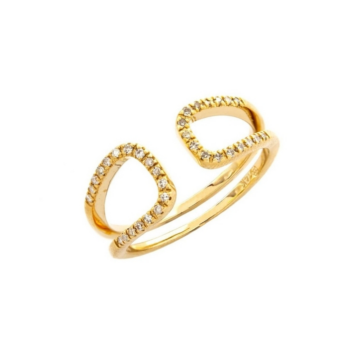 Pave Two Band Cuff Ring