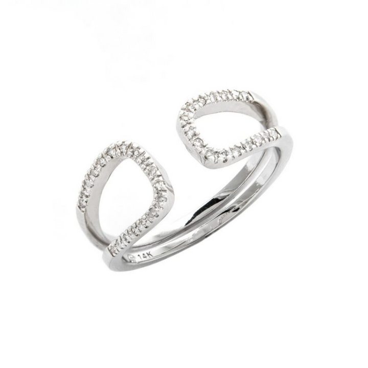 Pave Two Band Cuff Ring