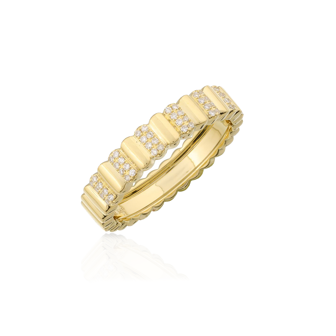 Gold and Diamond Pave Pinky Ring