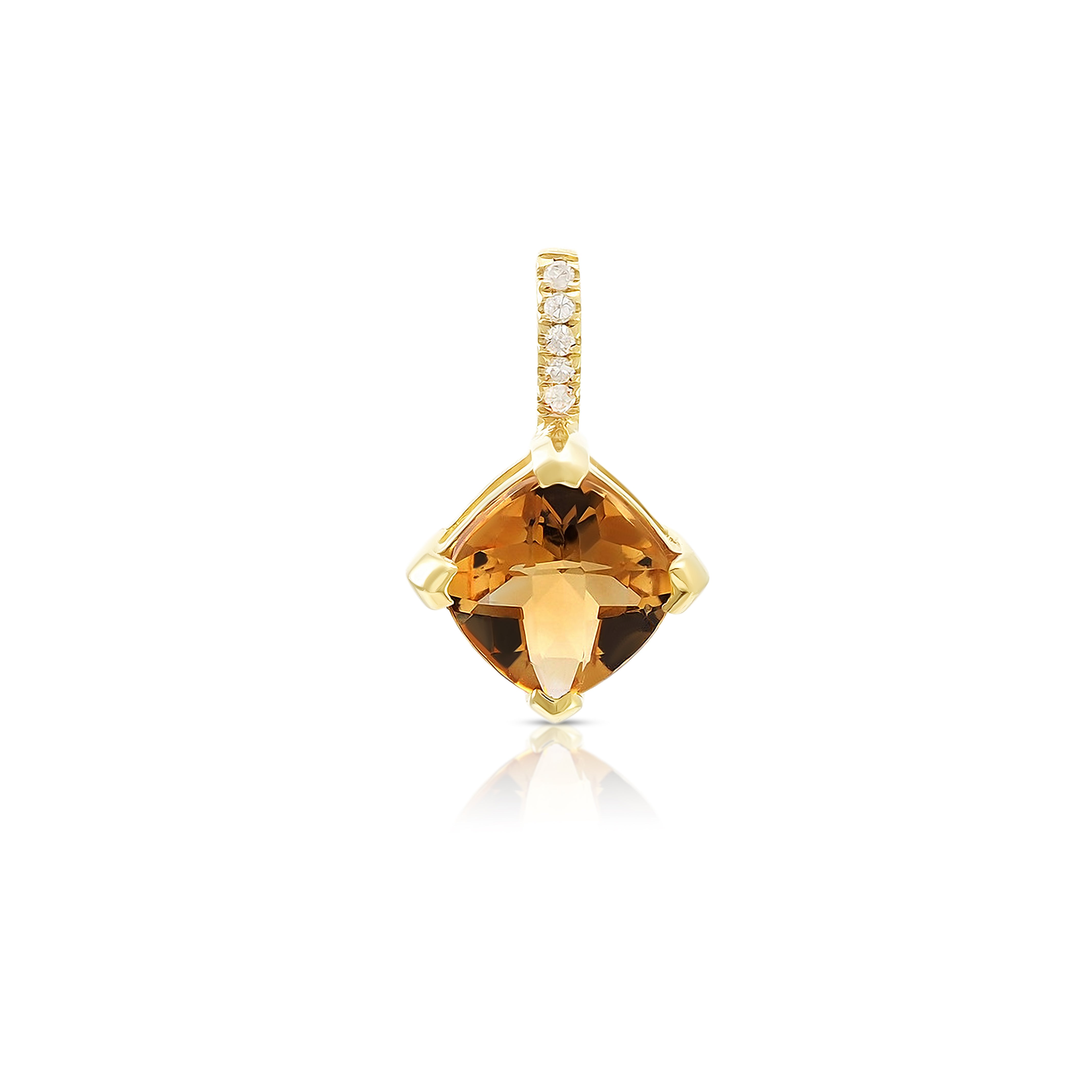 14k gold citrine gemstone good charm pendnat