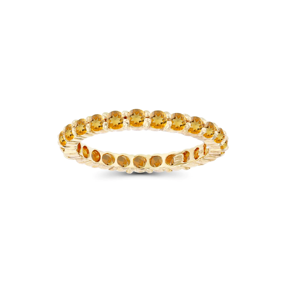 Round Gemstones Eternity Ring (Yellow Citrine)