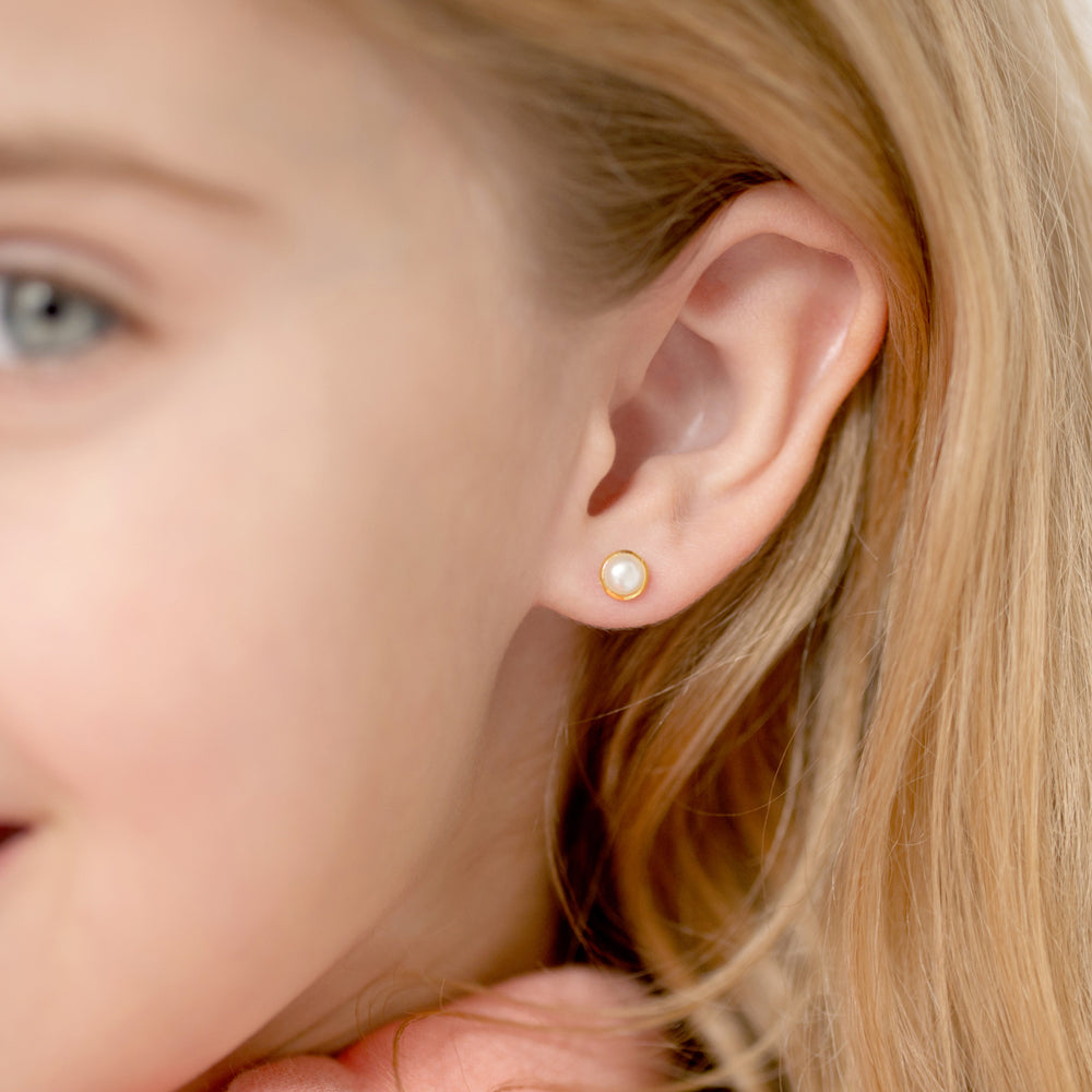 14K Gold Round Pear Baby Earrings
