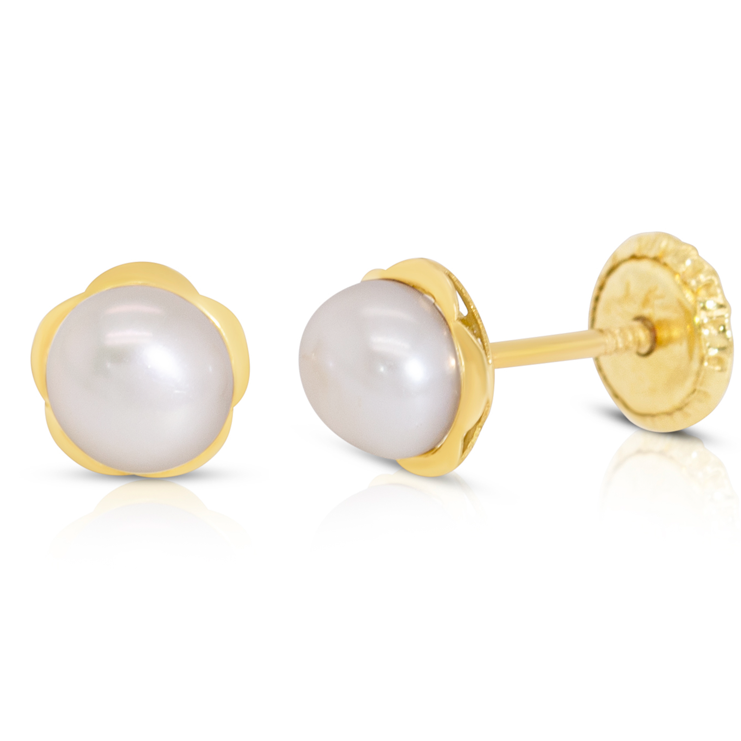 14K Gold Round Pear Baby Earrings