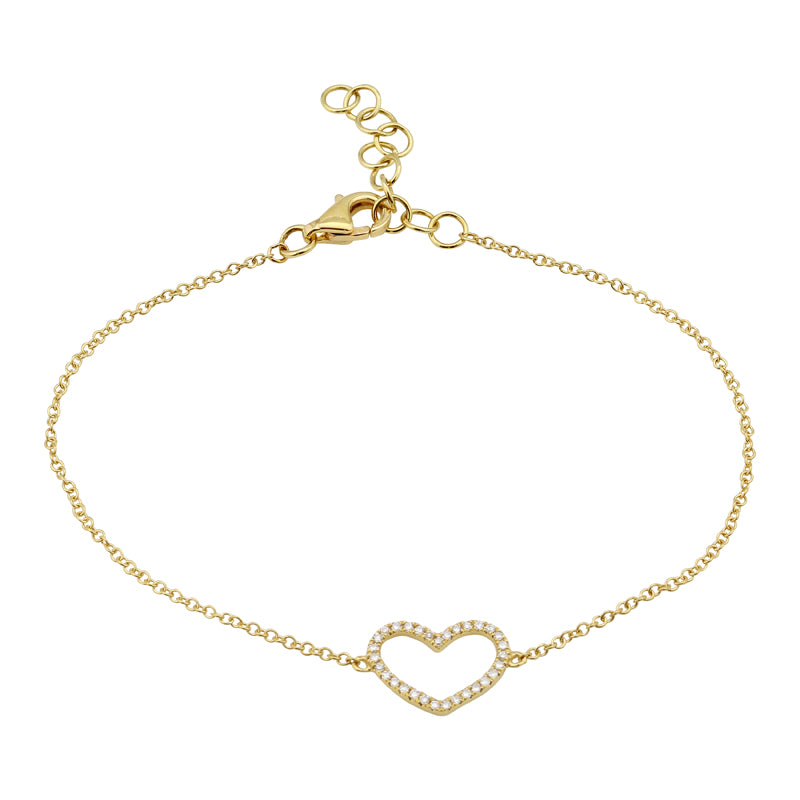 Single Heart Diamond Pave Bracelet