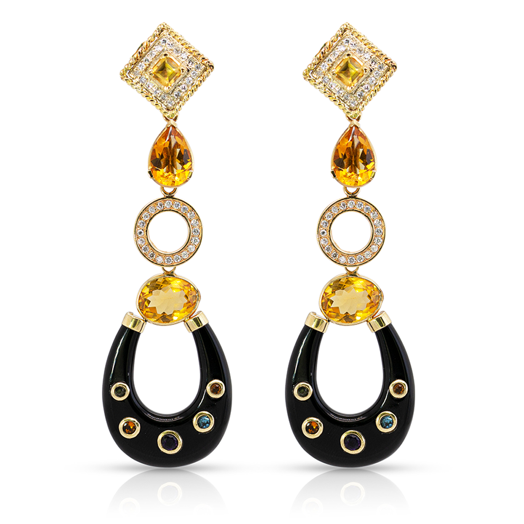 14K Yellow Gold and Diamonds Round Earring Extensions
