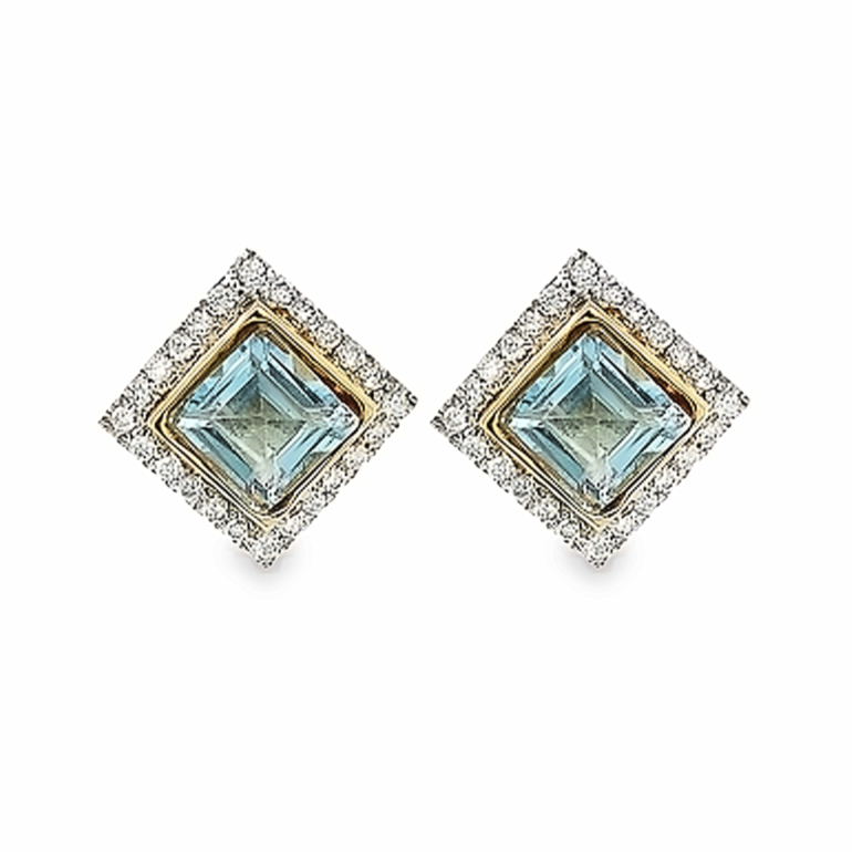 SW Square Pave Gemstone Earrings (More colors available)