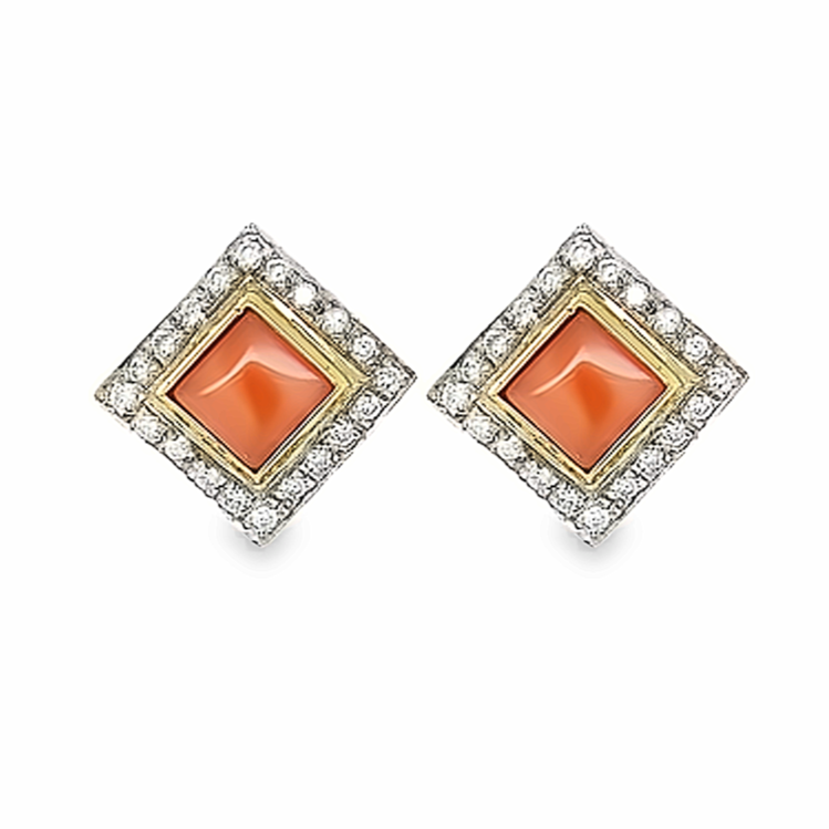 SW Square Pave Gemstone Earrings (More colors available)