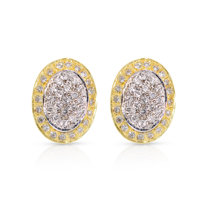 18K Gold Diamond SW Classic Double Oval Earrings