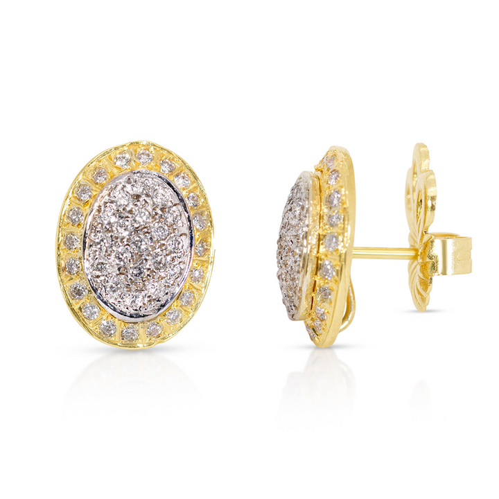 18K Gold Diamond SW Classic Double Oval Earrings