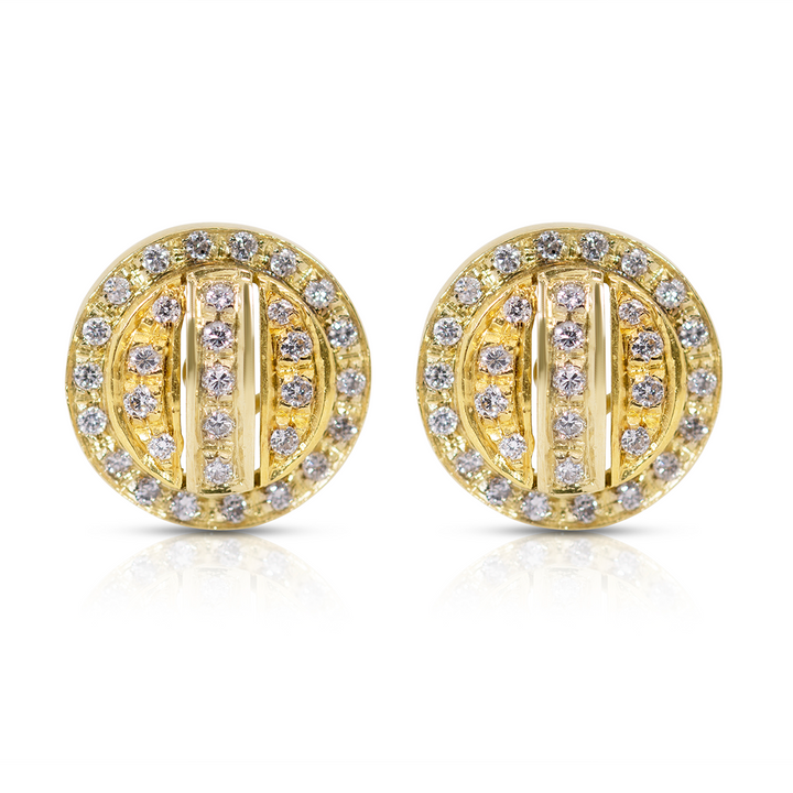 18K Gold Diamond SW Line Round Earring