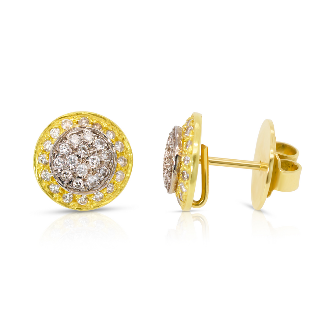 18K Gold Diamond SW Classic Double Round Earrings