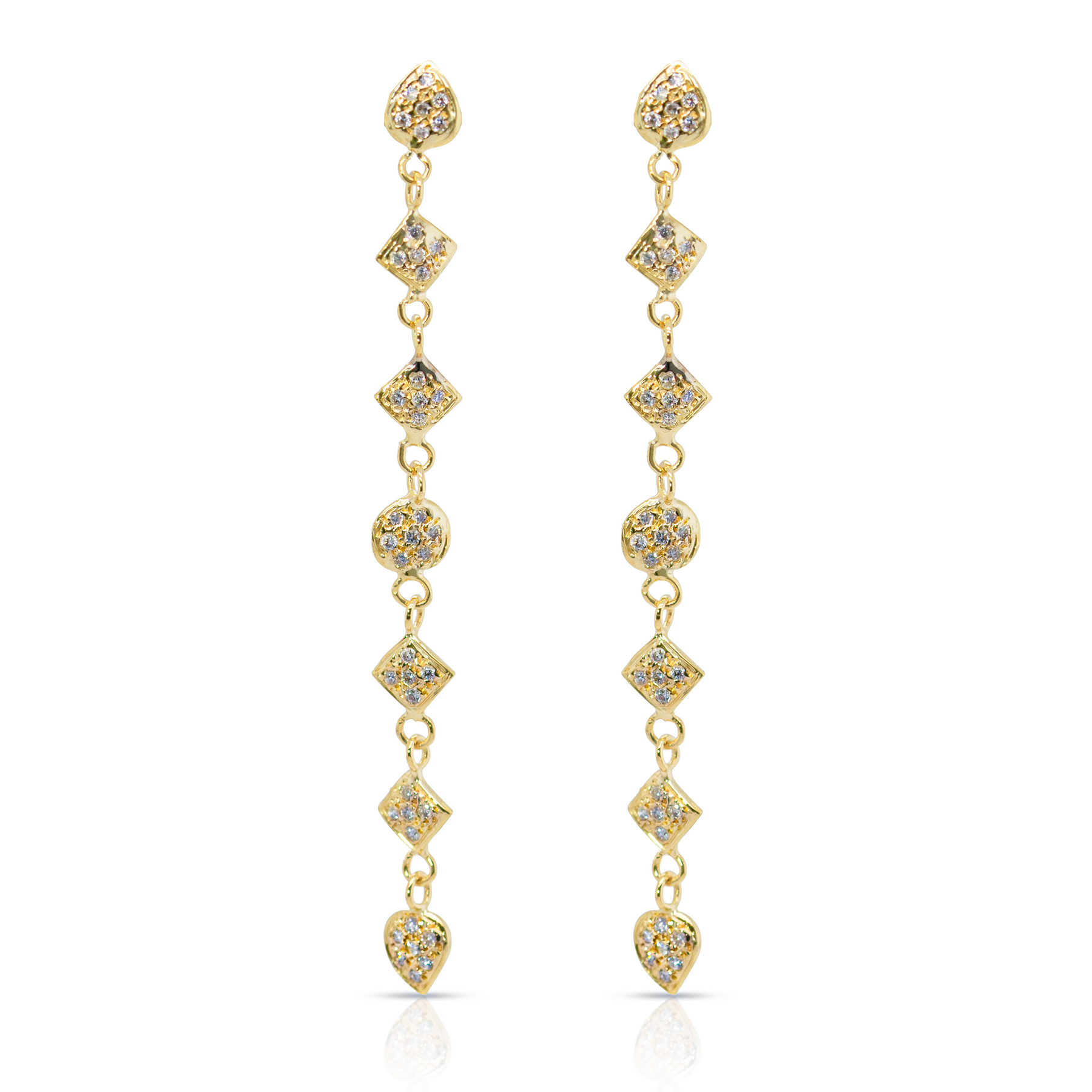 14K Gold Diamond Pave Tiny Shapes Earrings – Sarita Waich Jewelry