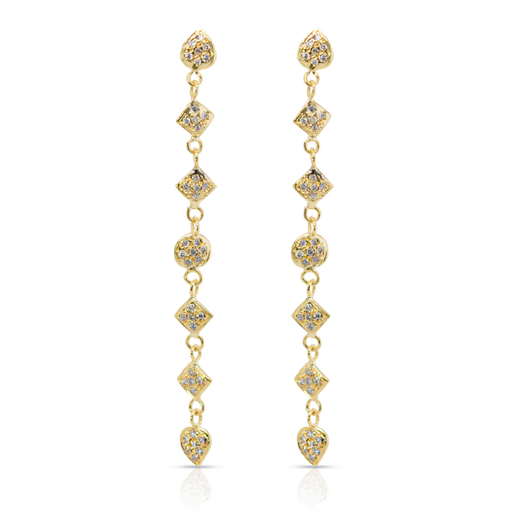 14K Gold Diamond Pave Tiny Shapes Earrings