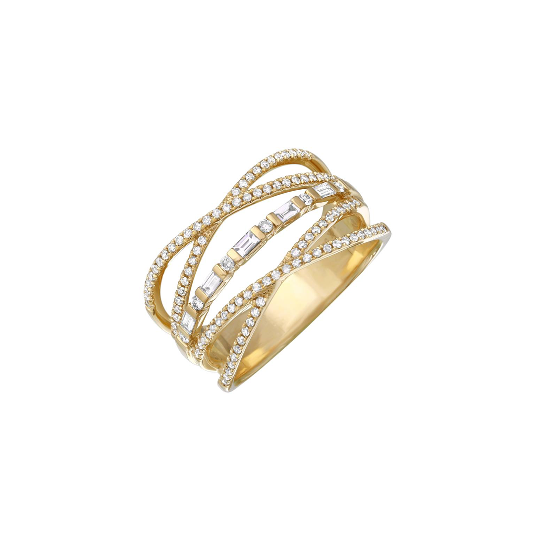 Triple Pave and Baguette Diamond Ring