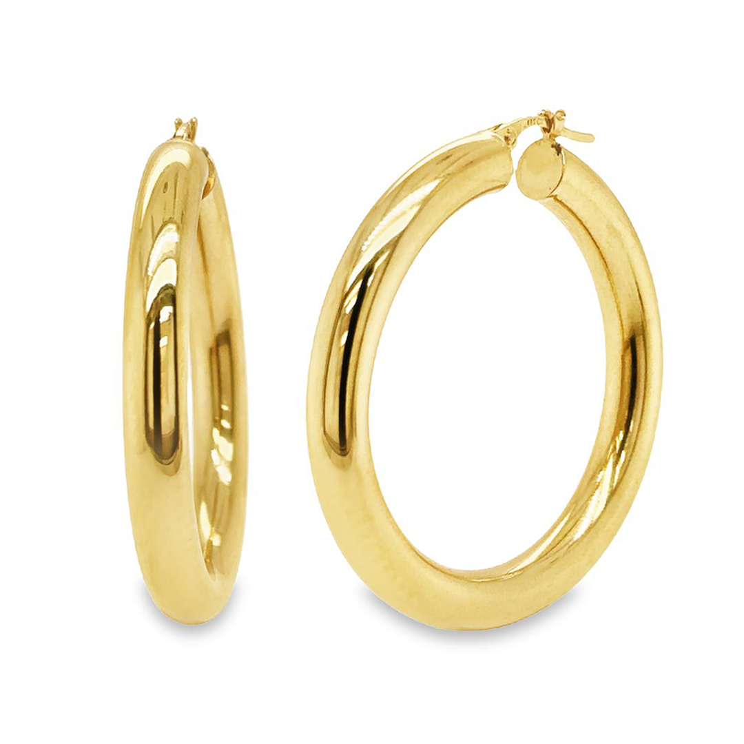 Round Gold Tube Hoops (3.5cm)