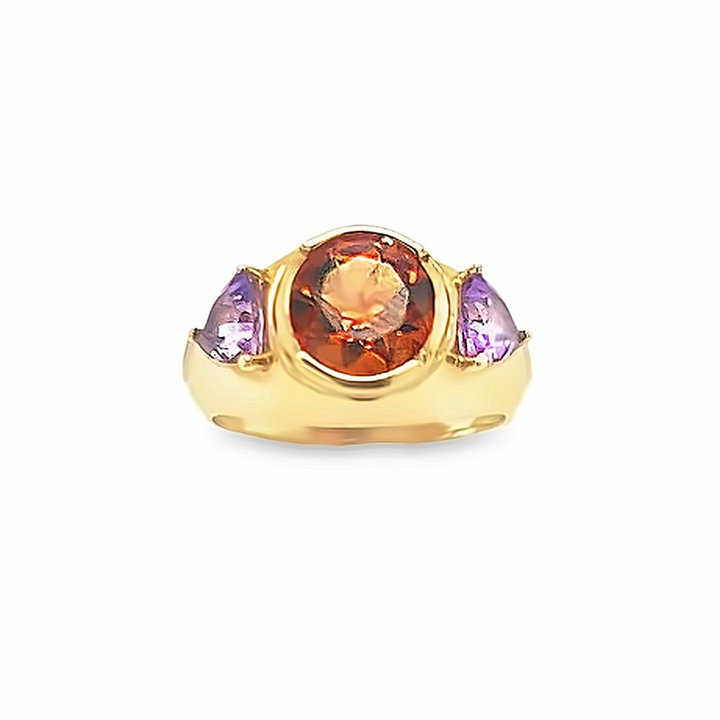 Vintage Round Gemstone Ring (Citrine and Amethyst)