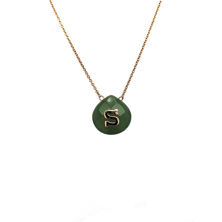 Stone With Gold Initial Necklace