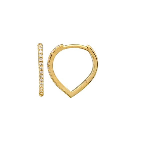 14K Gold and Diamonds Pointy 12mm Huggies