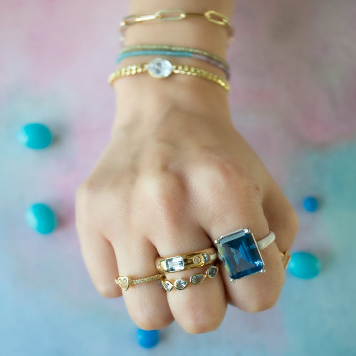 Bezel Drop Shape Gemstone Ring (Sky Blue Topaz)