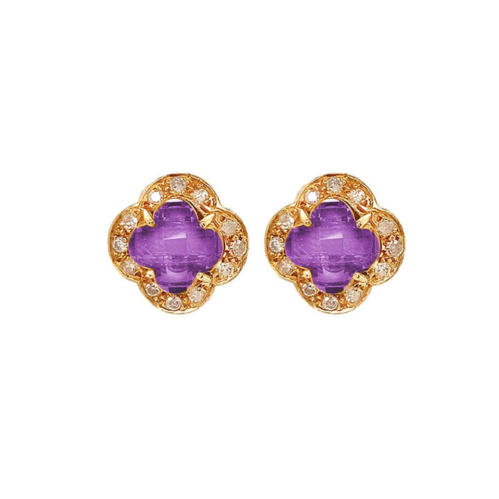 SW Flower Pave Gemstone Earrings (More colors available)