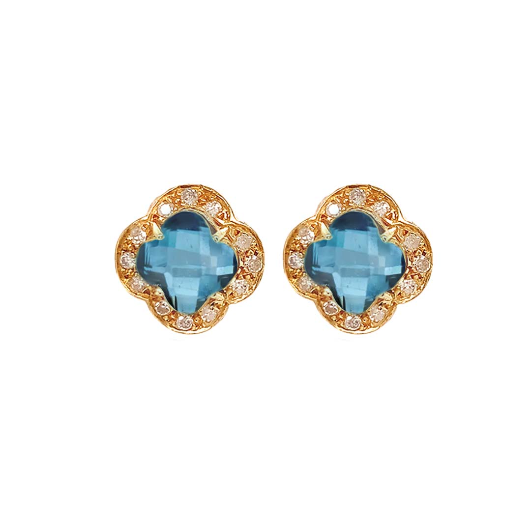 SW Flower Pave Gemstone Earrings (More colors available)