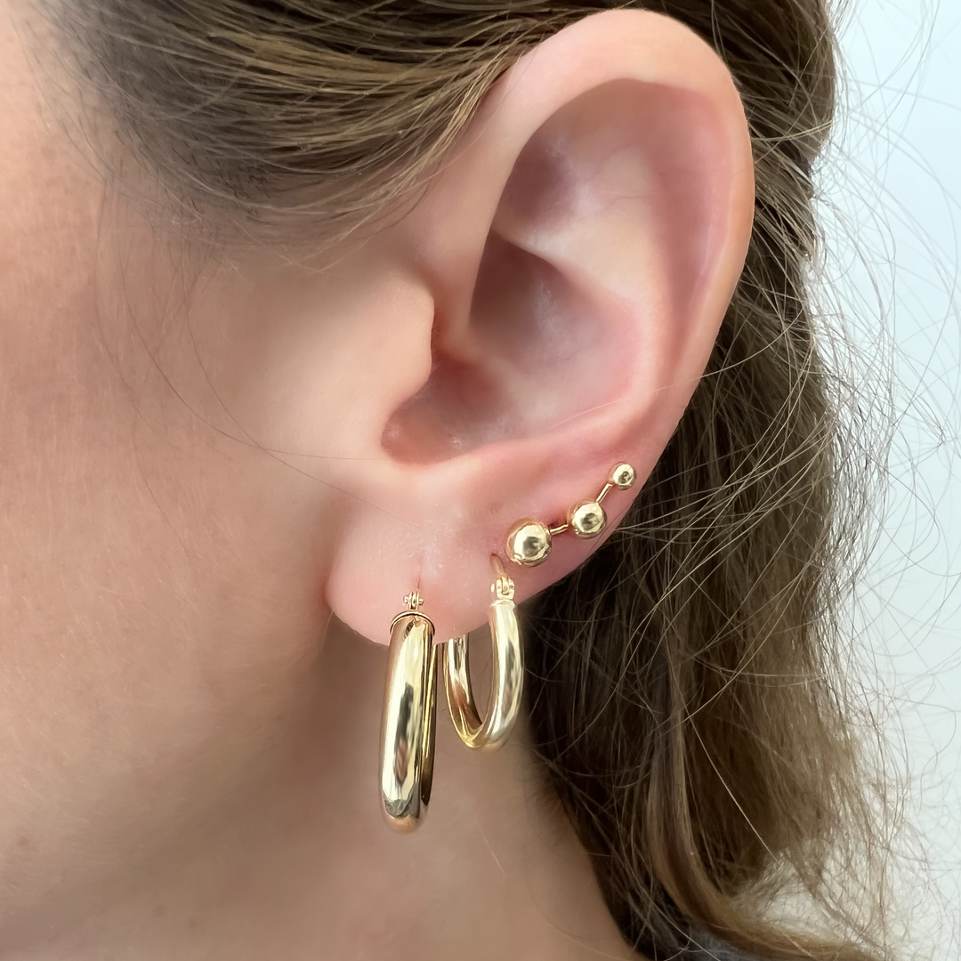 14K Gold Round Gold Tube Hoops