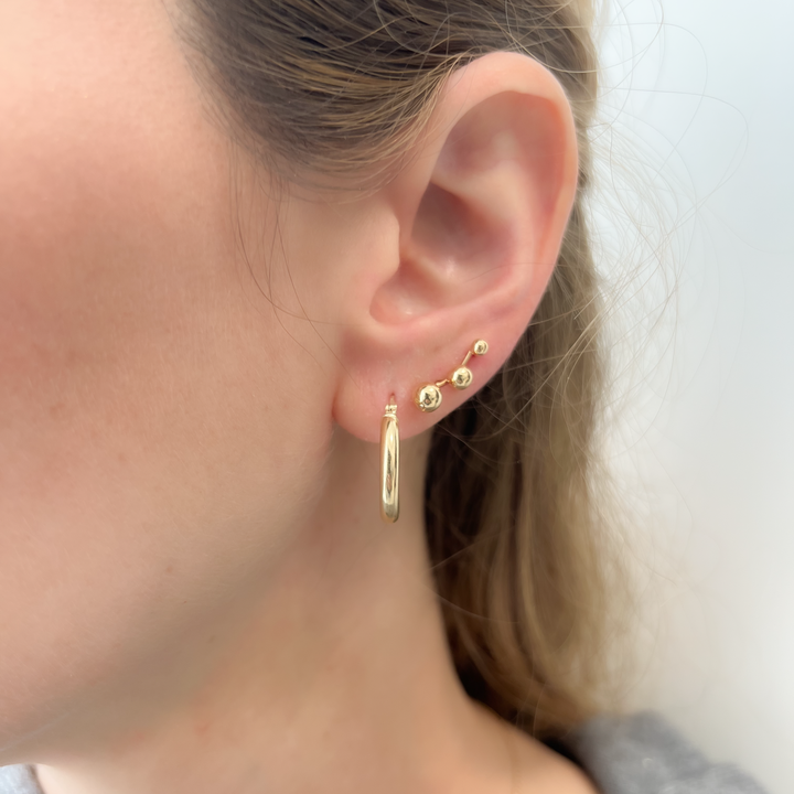 14K Gold Round Gold Tube Hoops