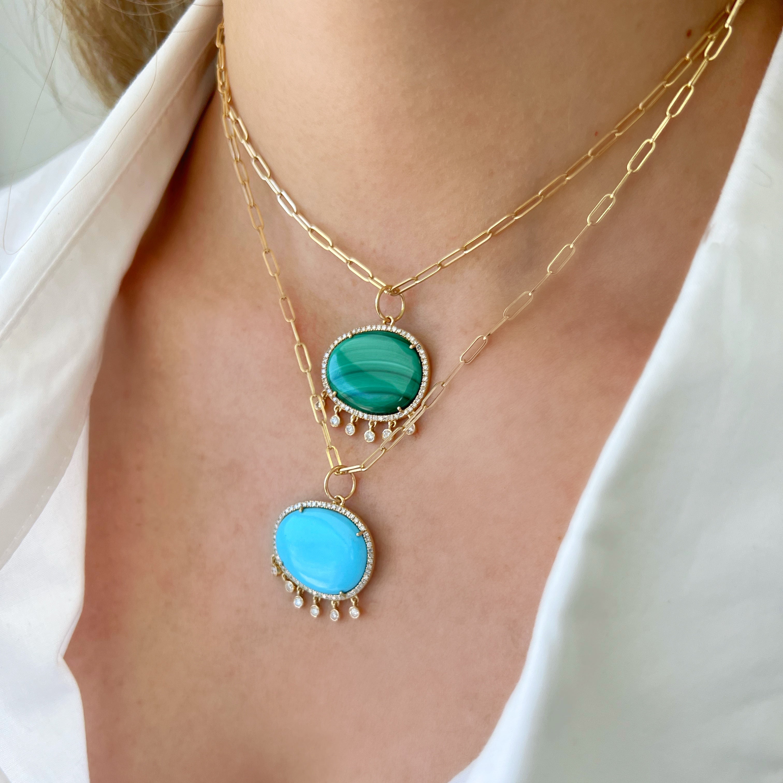 Irregular Stone with dangling Diamonds Charm