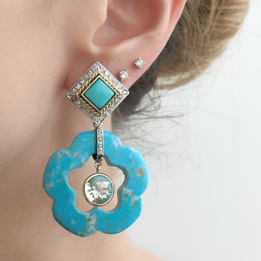 Dangling Flower Earring Pendants (Turquoise)