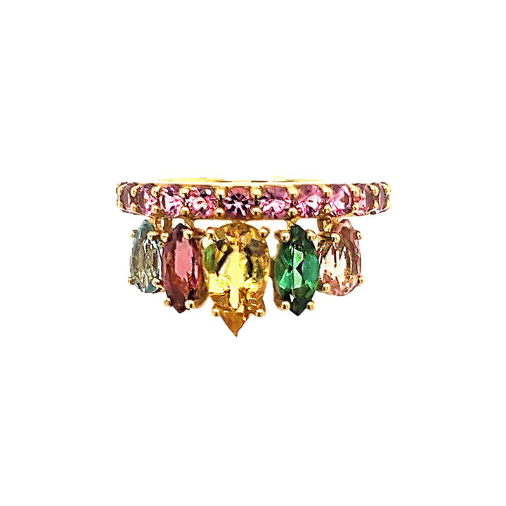 Multicolor Statement Crown Ring