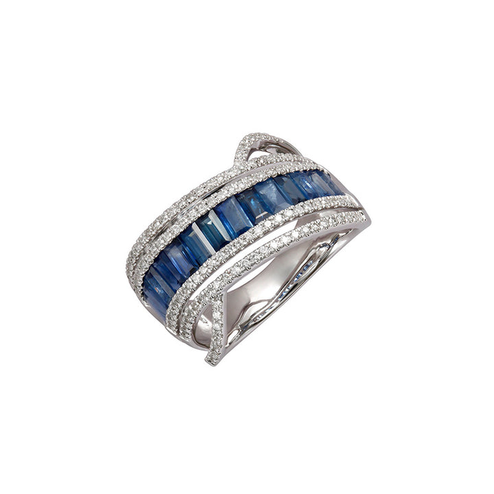 Sapphire Baguette and diamonds ring
