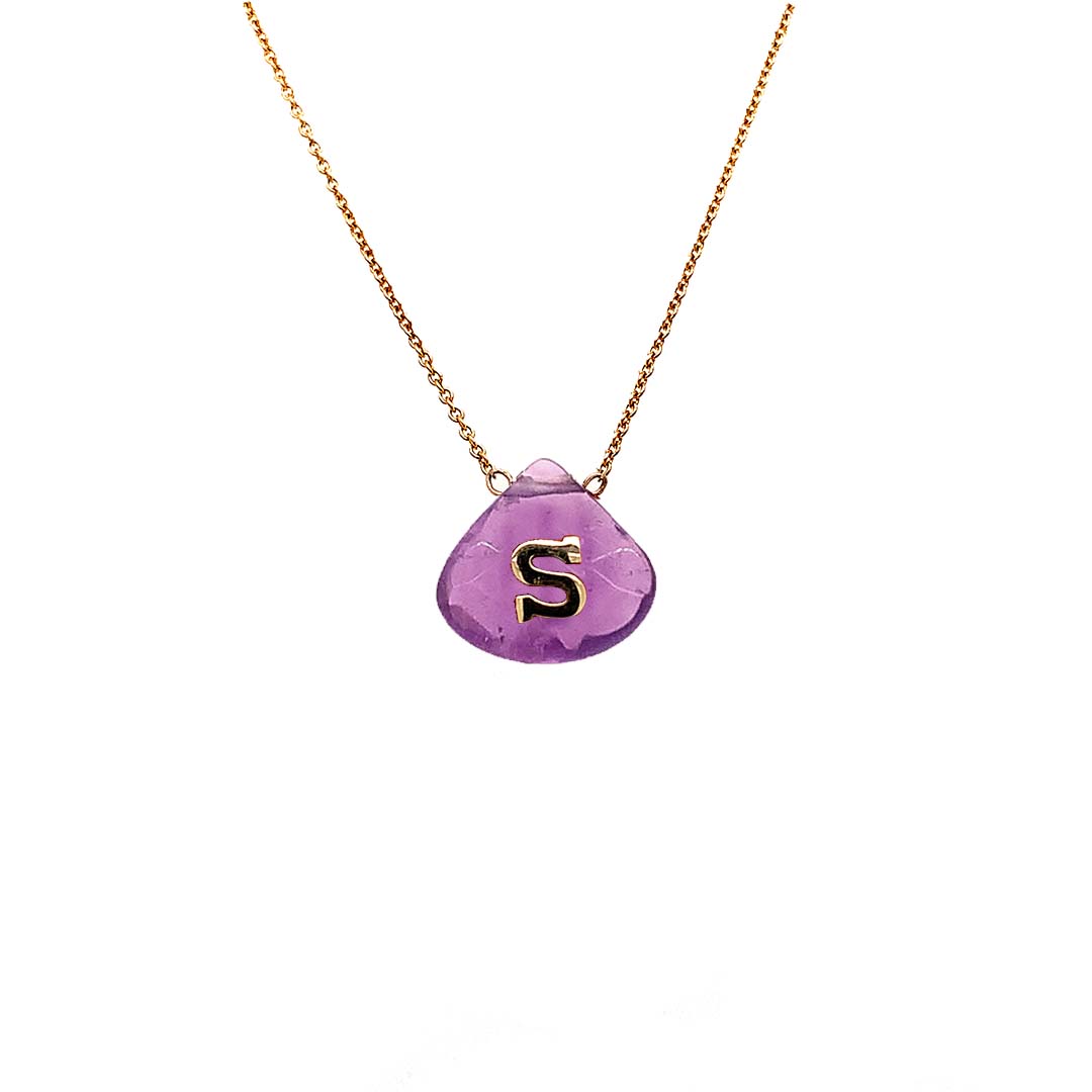 Stone With Gold Initial Necklace