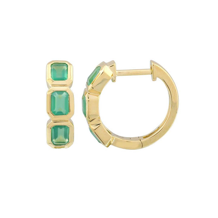 Bezel Emerald Cut Gemstone Huggies (More Colors available)