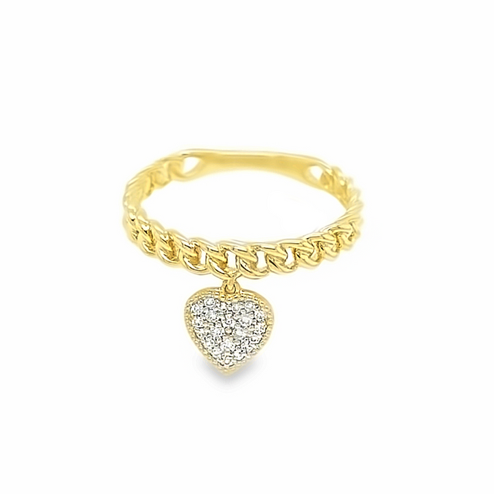 Braided and diamond heart charm ring