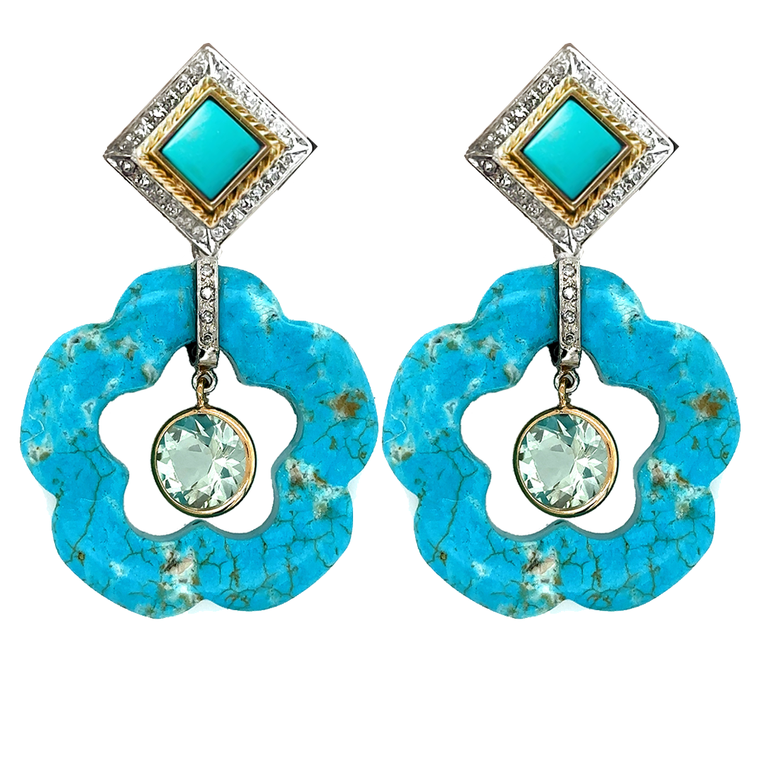 Dangling Flower Earring Pendants (Turquoise)