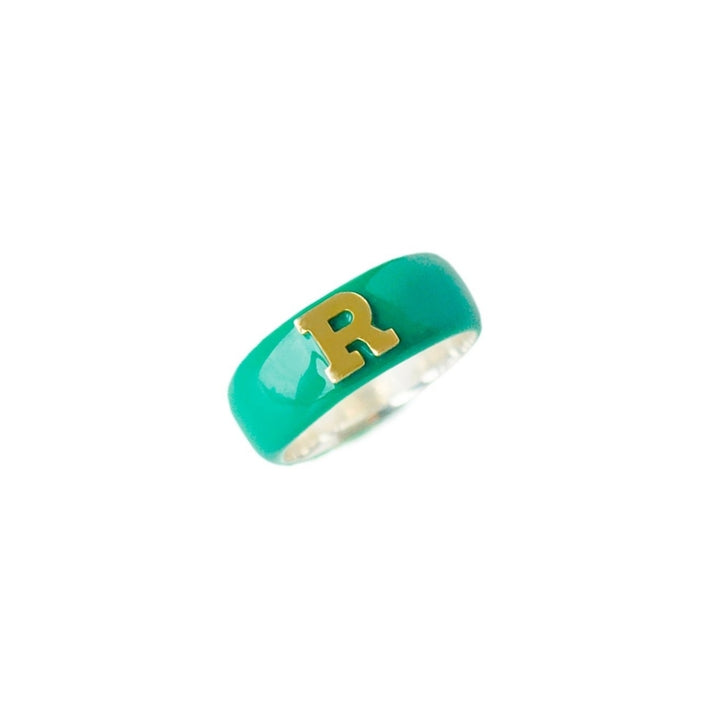 Enamel Gold Initial Ring (More Colors available)