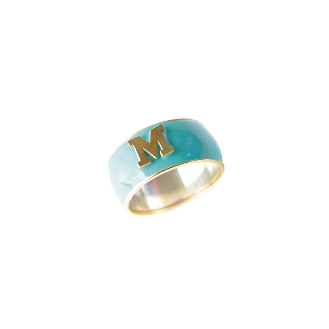 Enamel Gold Initial Ring With Gold Sides (More Colors available)