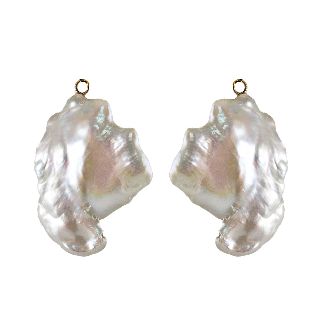 Flat Baroque Pearl Pendant Earrings