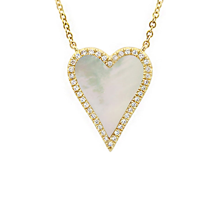 Gemstone and Diamond Elongated Heart Necklace (More colors available)