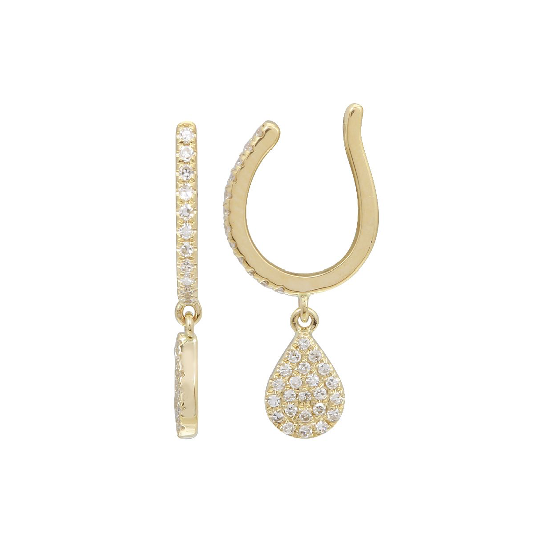 Gold Diamond Pear Charm Ear Cuff (sold as single)
