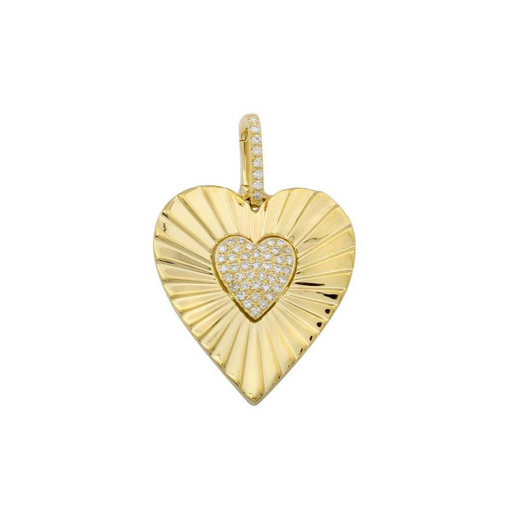 Gold Heart Diamond Charm with Diamond bail