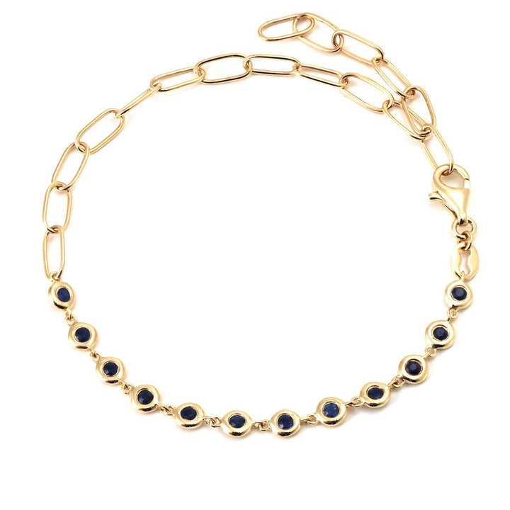 Half and half bezel stone chain bracelet (More Colors available)