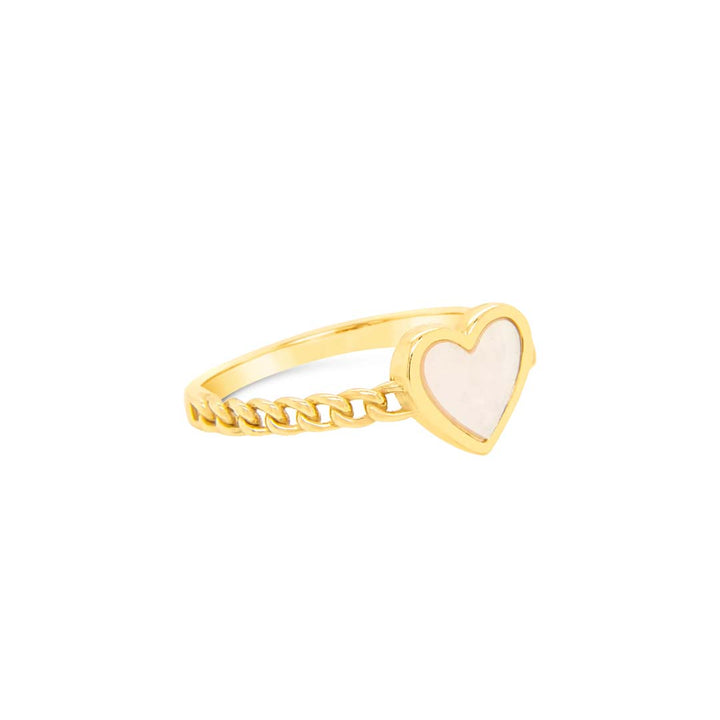 Heart Mother Pearl Chain Ring