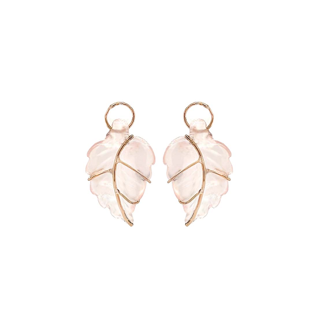 Pink Quartz Leaf Earring Charm