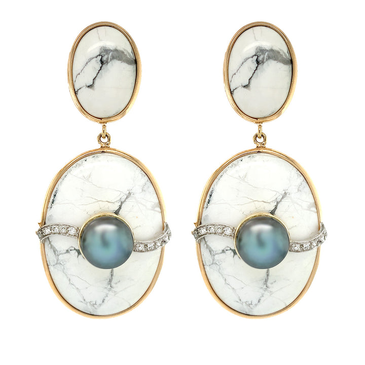 Marble Gold and Diamond Earrings