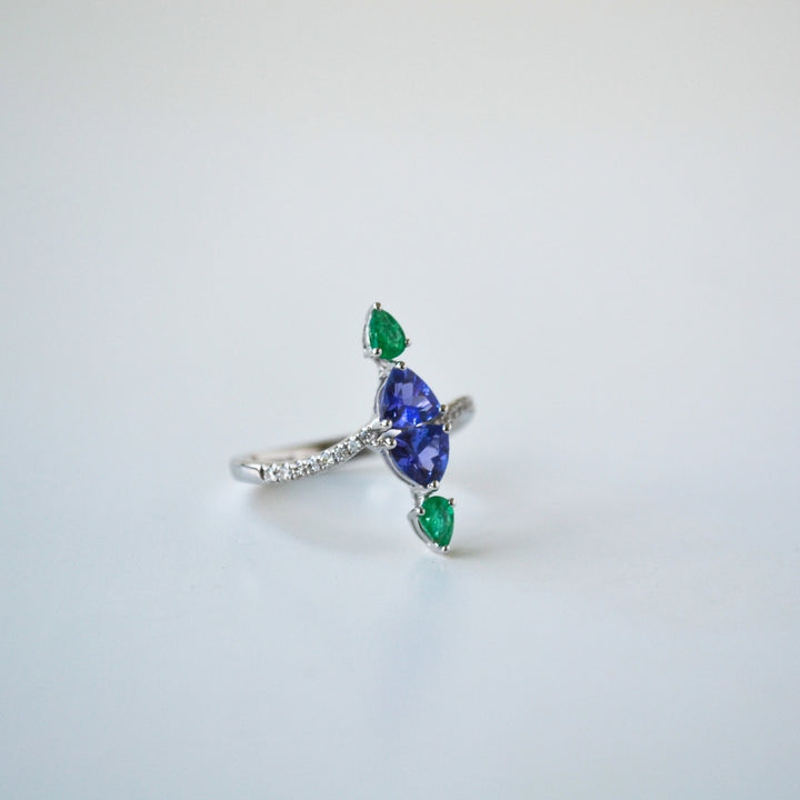 Marquise Tanzanite and Emerald Ring