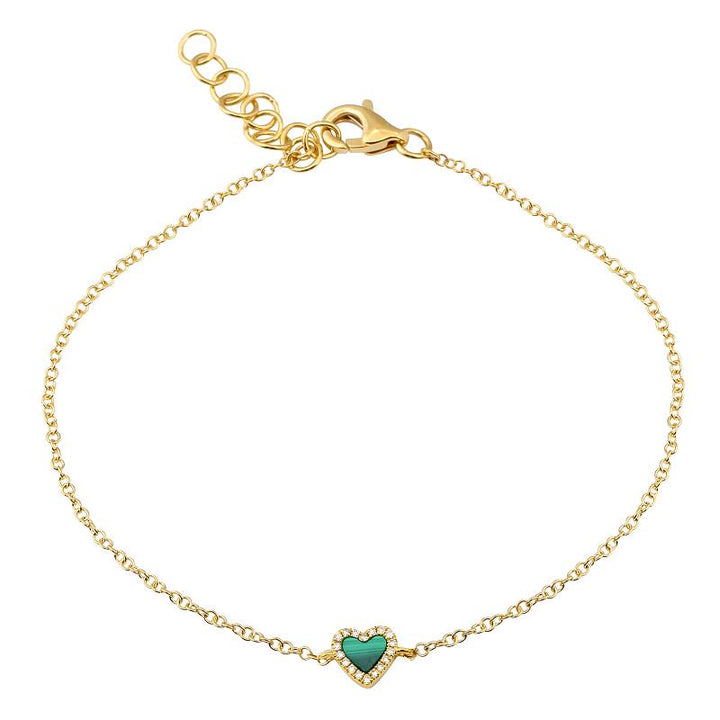 Mini gemstone and diamond heart bracelet (More Colors available)